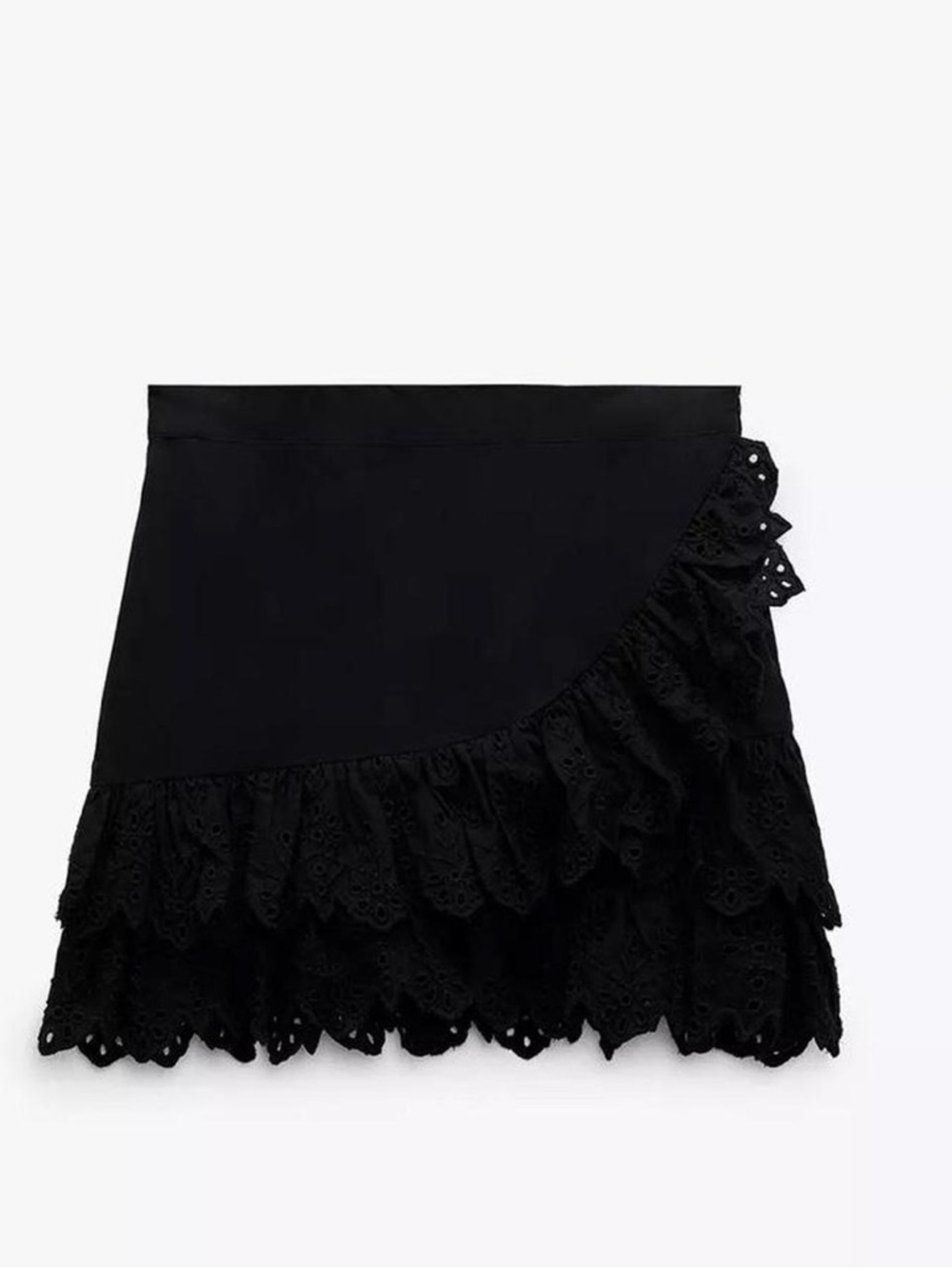 Zara Black Embroidered Eyelet Mini Skirt
